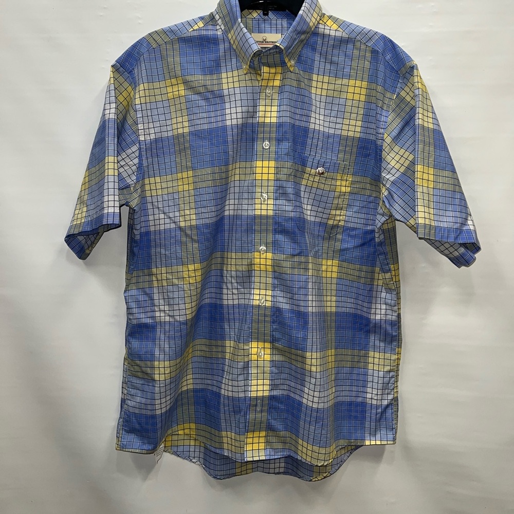 Cotton Brothers Shirt Mens Large Multicolor Short Sleeve 100% Cotton Button Down